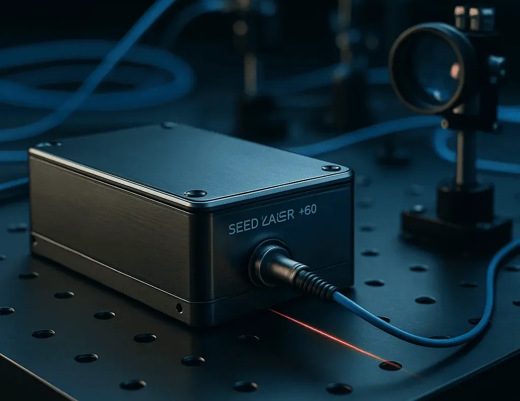 Seed Laser Pro 1550 nm narrow linewidth fiber laser for coherent LiDAR system in optical lab setup